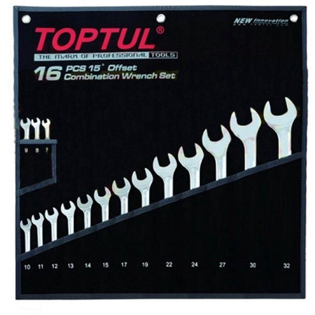 TOPTUL 16-delige ringsleutelset 7-32 mm - Professioneel Gereedschap