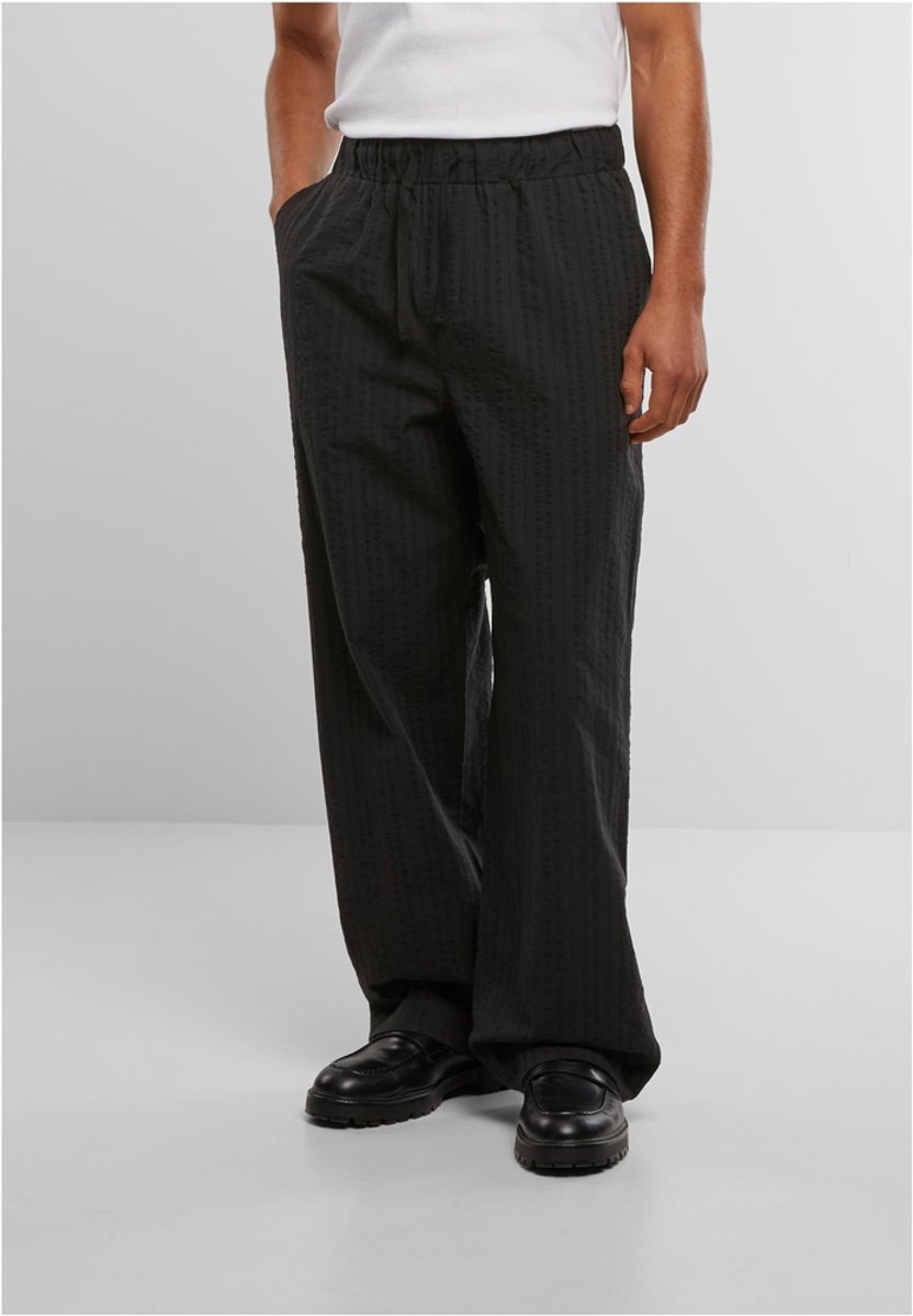 Urban Classics Loose Seersucker Broek rechte pijpen 4XL Zwart