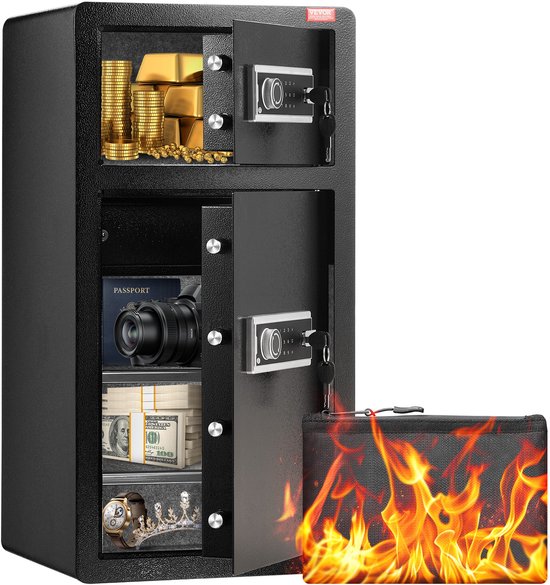 VEVOR Dubbele Deurkluis Sleutelslot Wachtwoord Meubelkluis 43x39x83cm Zwart