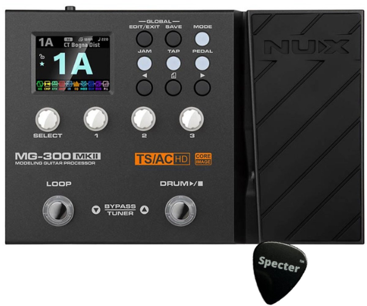 NUX MG-300 MKII digitaal multi-effectpedaal met versterker modeling, cab simulatie en Specter plectrum