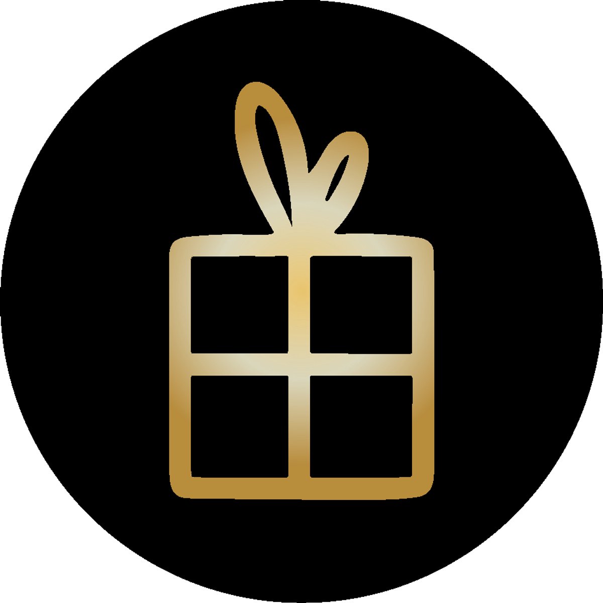 Sluitstickers geboorte - Sluitstickers verjaardag - Sluitstickers Kerst - Zwarte sticker met gouden cadeau - Ø 4 cm - 200 stuks op rol - Luxe sluitsticker voor cadeauverpakking & geschenkverpakking