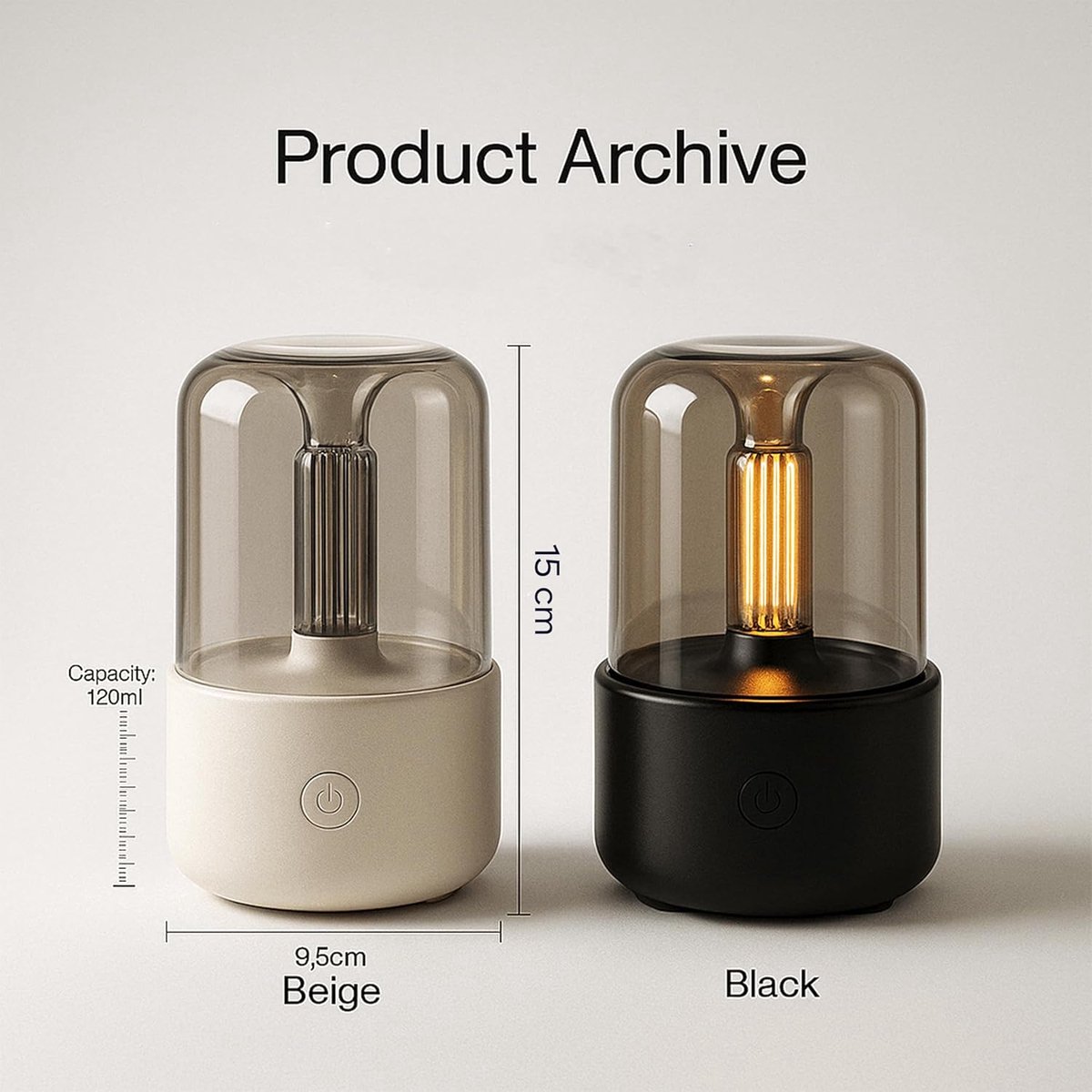 Diffuser & Luchtbevochtiger Aromatherapie met Kaarslamp – Essentiële Olie Diffuser 120 ml — cadeau in Wonen & Interieur - foto 2
