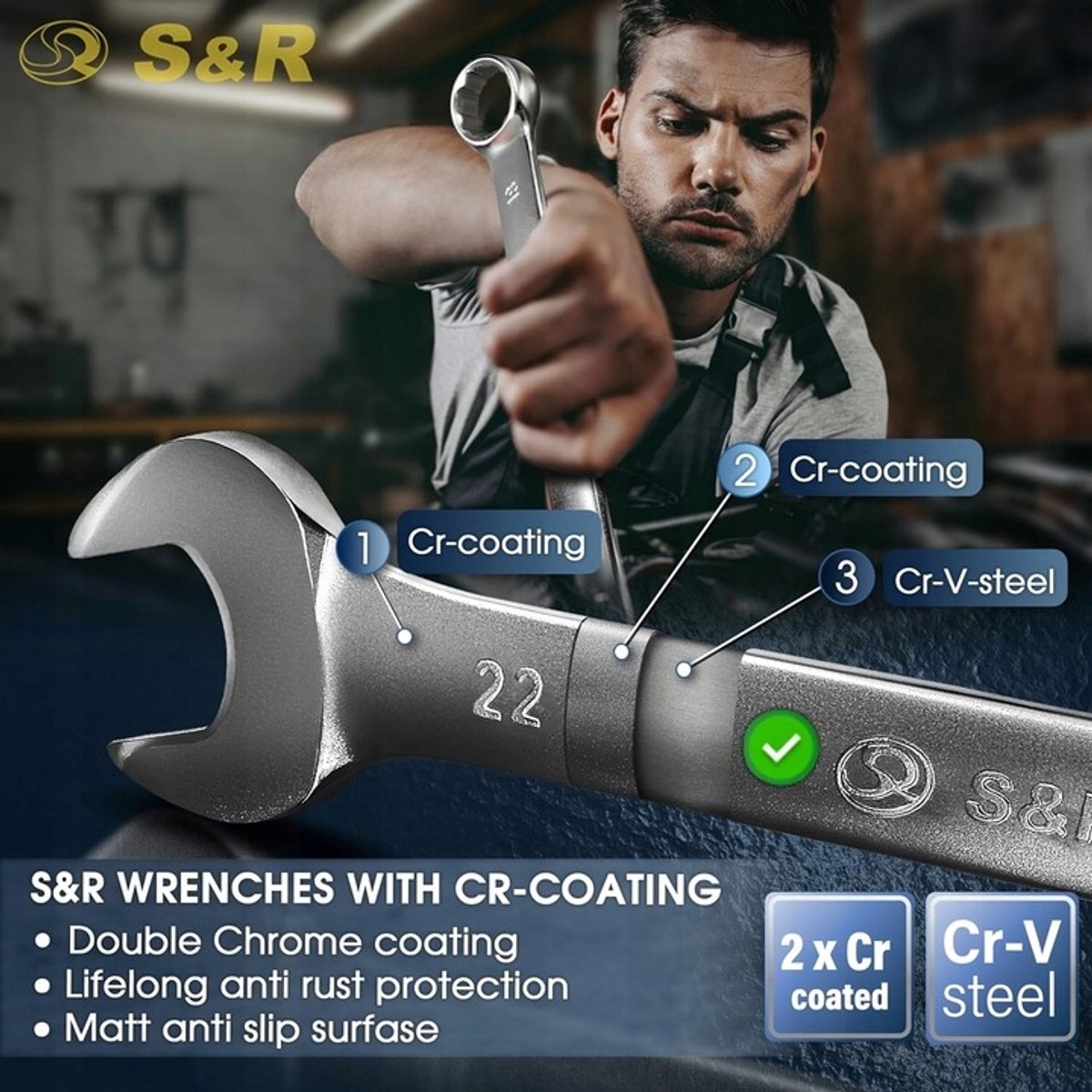 S&R Ringsleutel 70 mm Cr-V Super Drive - Professioneel Gereedschap
