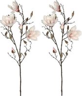 2x Licht roze Magnolia/beverboom kunsttak kunstplant  90 cm - Kunstplanten/kunsttakken - Kunstbloemen boeketten