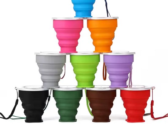 New Age Devi - Opvouwbare beker - Cup 200ML - Siliconen Cup - Camping-ser-vies - Geel - Duur-zaam - Milieu-bewust — afbeelding 2