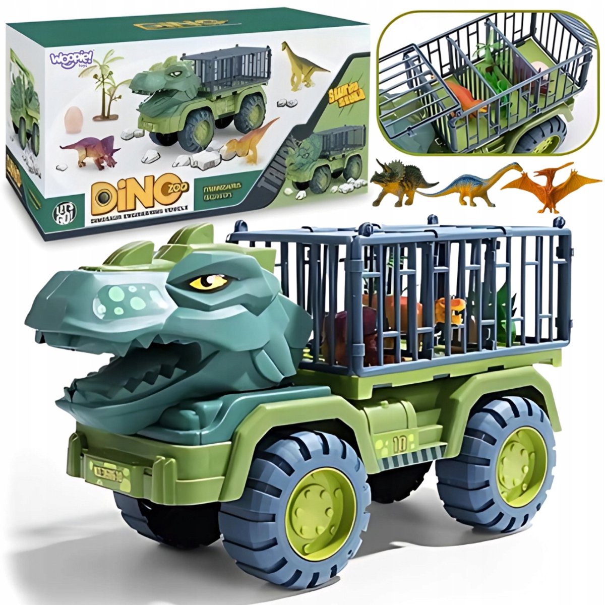 Woopie T-Rex Dino Transporter Vrachtwagen met 15 Dinosaurus Figuren
