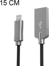 USB-A naar Lightning laadkabel - 2.4A - 15cm - Zwart