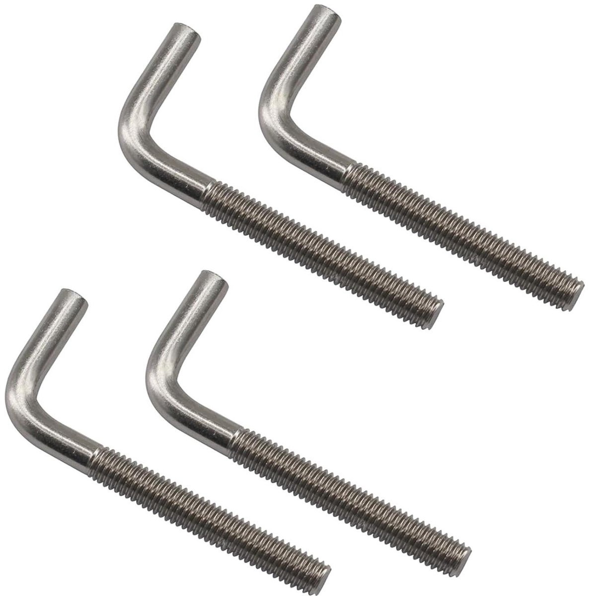 Provento - 4 stuks M12 x 100 mm L-vormige roestvrijstalen ankerbouten – Haaks, Lang en Vierkant