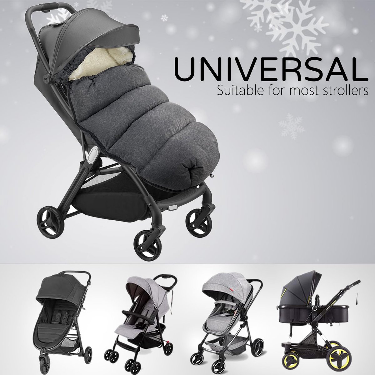 Unyqoos® Comfortabele en warme voetenzak voor kinderwagens en buggy's in de winter – foto 5