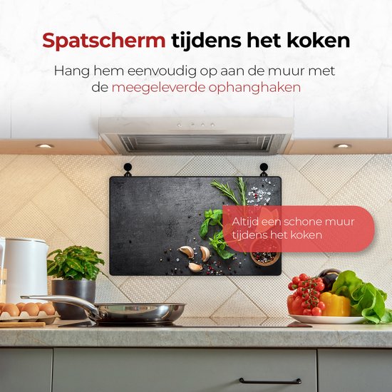 KitchyMist Inductie Beschermer 90x52 cm - Kruiden en Specerijen Limoen - Kookplaat Beschermer - Afdekplaat voor Kookplaat - Inductie Mat - Spatscherm Achterwand Keuken
