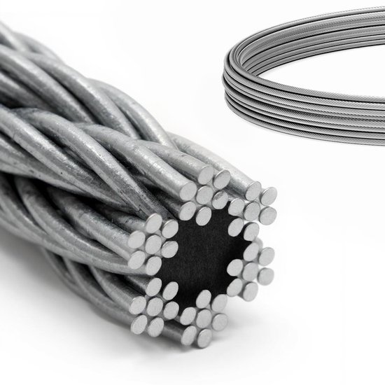 Câble en acier galvanisé DQ- PP , 6x7, 5 mm, 250 m, câble forestier, câble de treuil, câble de tension