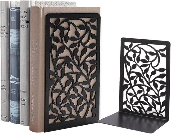 Metalen boekensteunen, zwart, 10 stuks, zware uitvoering voor kantoor