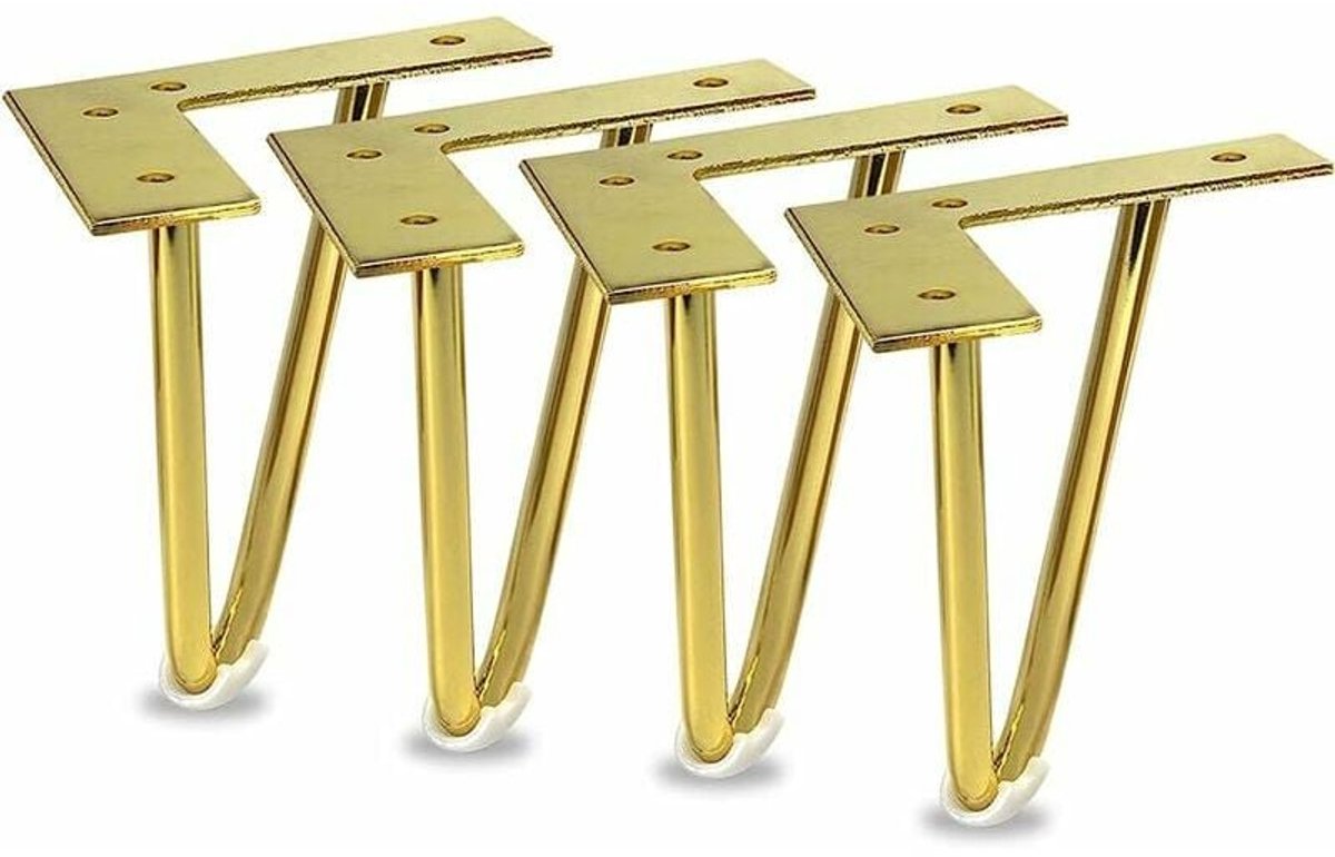 JeiibrZui 4-Pack Gouden Hairpin Tafelpoten, Mid-Century Stijl Metalen Meubelpoten voor Bureaupoten en Salontafelpoten
