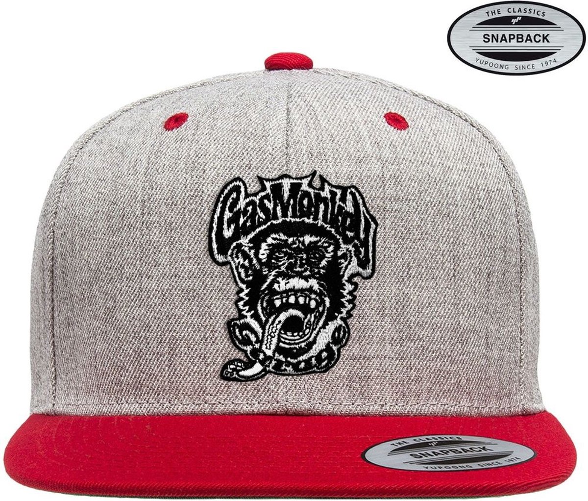 Gas Monkey Garage Logo Patch Snapback Cap GMG-91-GMG9901-CB16 HeatherGreyRed