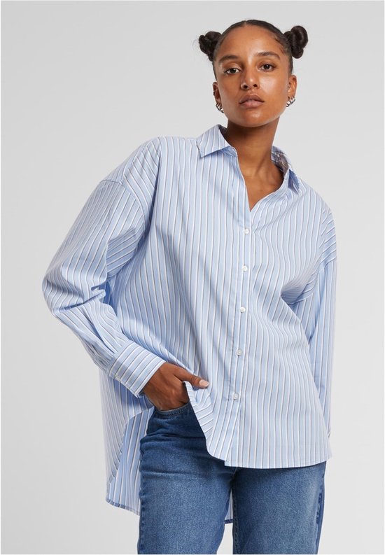 Urban Classics - Oversized Striped Blouse - L - Blauw/Wit