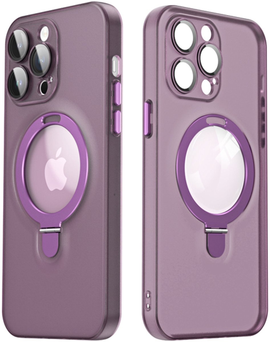 Magnetisch Hoesje met Ringhouder – Geschikt voor Apple iPhone 15 Plus – MagSafe - Paars
