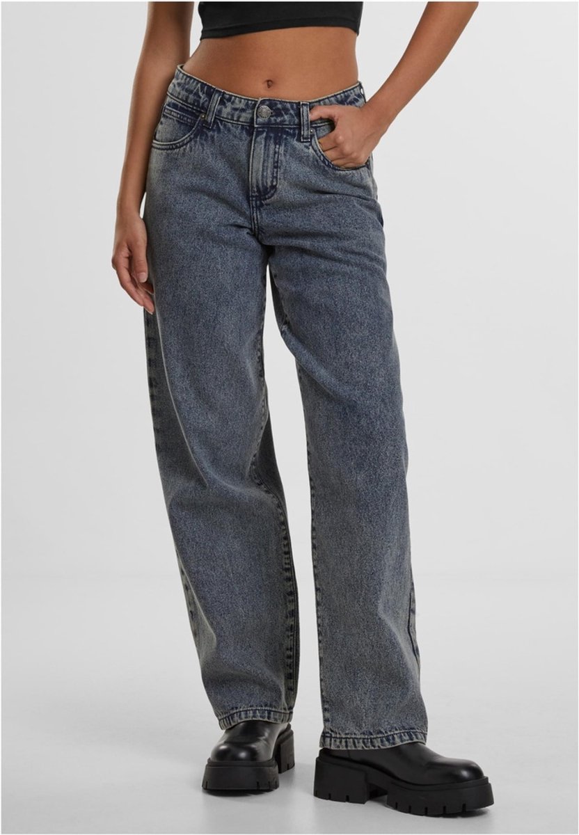 Urban Classics Ladies Mid Waist 90´s Jeans Jeans W30L32 Katoen Basics Blauw