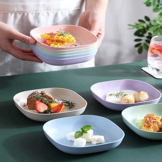 Plastic vierkante borden: dessertborden geel vierkant Plastic vierkante borden: dessertborden geel vierkant