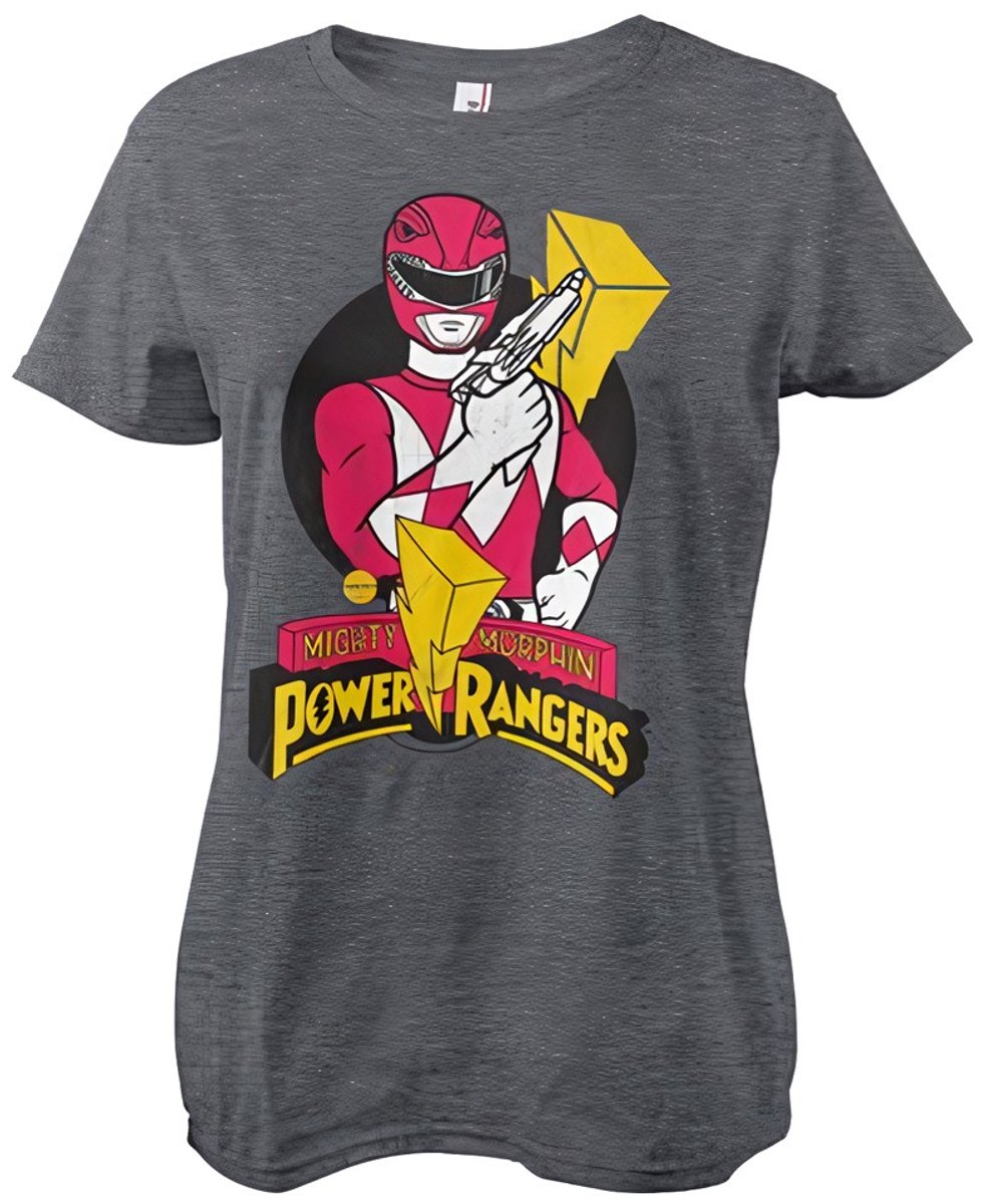 Power Rangers Dames-T-shirt met Red Ranger-pose in meisjesachtige stijl