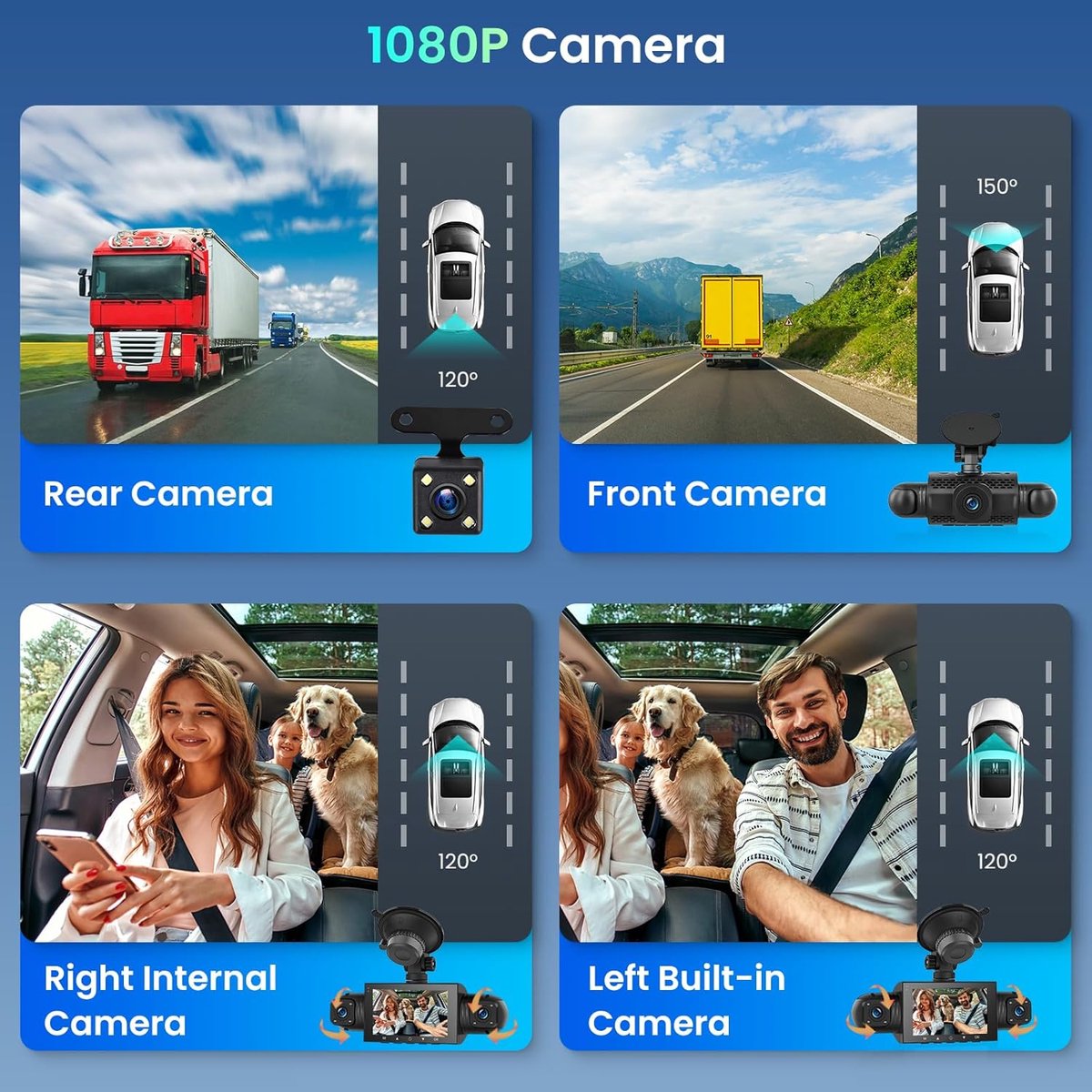 Dashcam voor auto voor en achter – Dual dashcam – Voor- en achtercamera – Autocamera – Full HD dashcam – Dashcam met nachtzicht – Dashcam met bewegingssensor – Groothoeklens – Parkeermodus – Loop recording – Dashcam met SD-kaart – foto 4