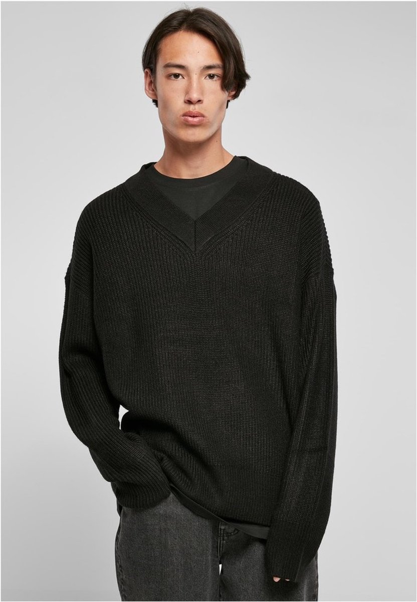 Urban Classics V-Neck Sweater/trui L Zwart