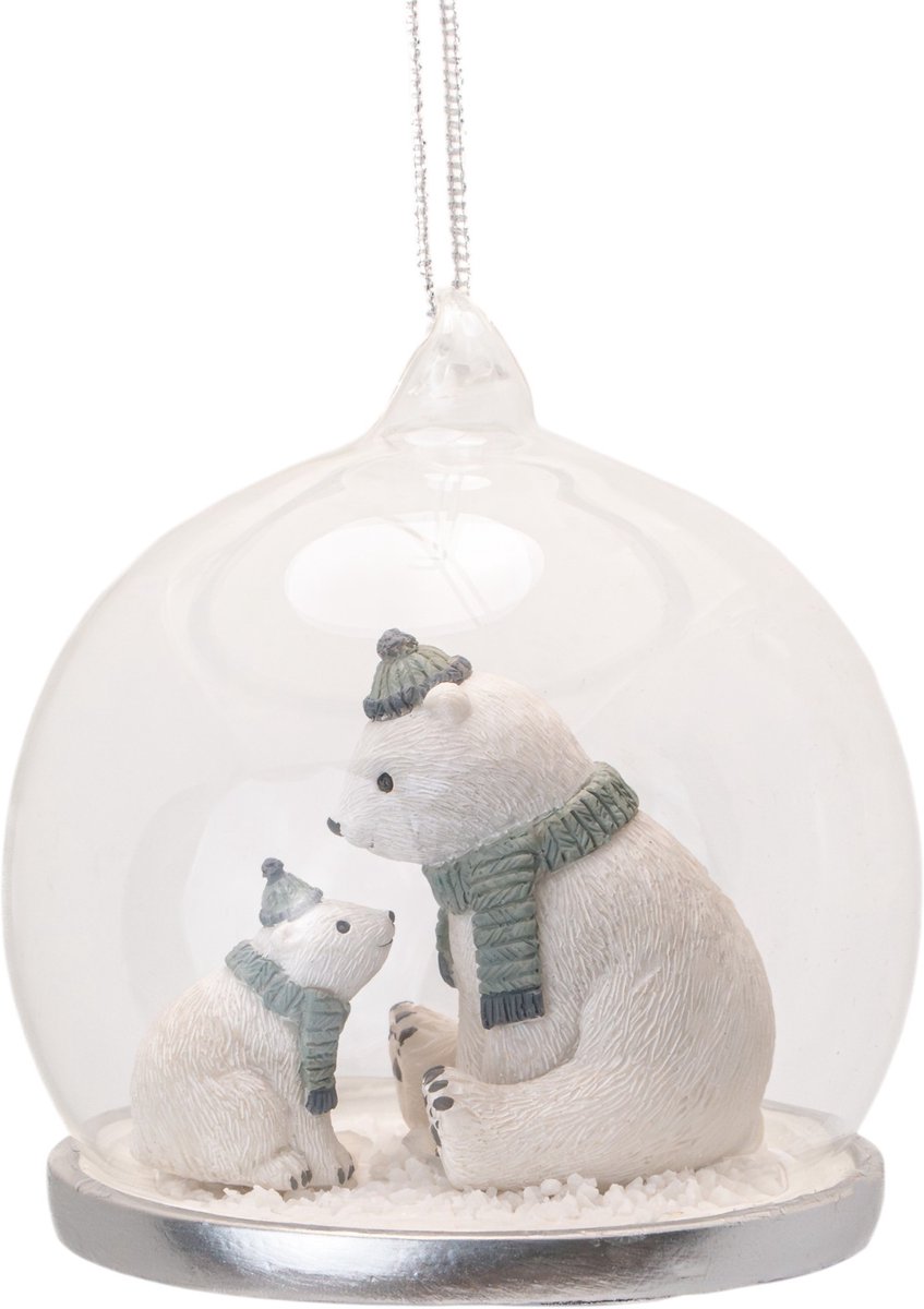 Mama ijsbeer en baby dome kerstbal - Sass & Belle