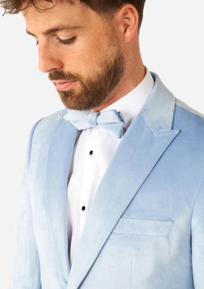 OppoSuits Blue Velvet Tuxedo - Heren Tuxedo Smoking met Vlinderdas - Chique - Blauw - Maat: EU 54