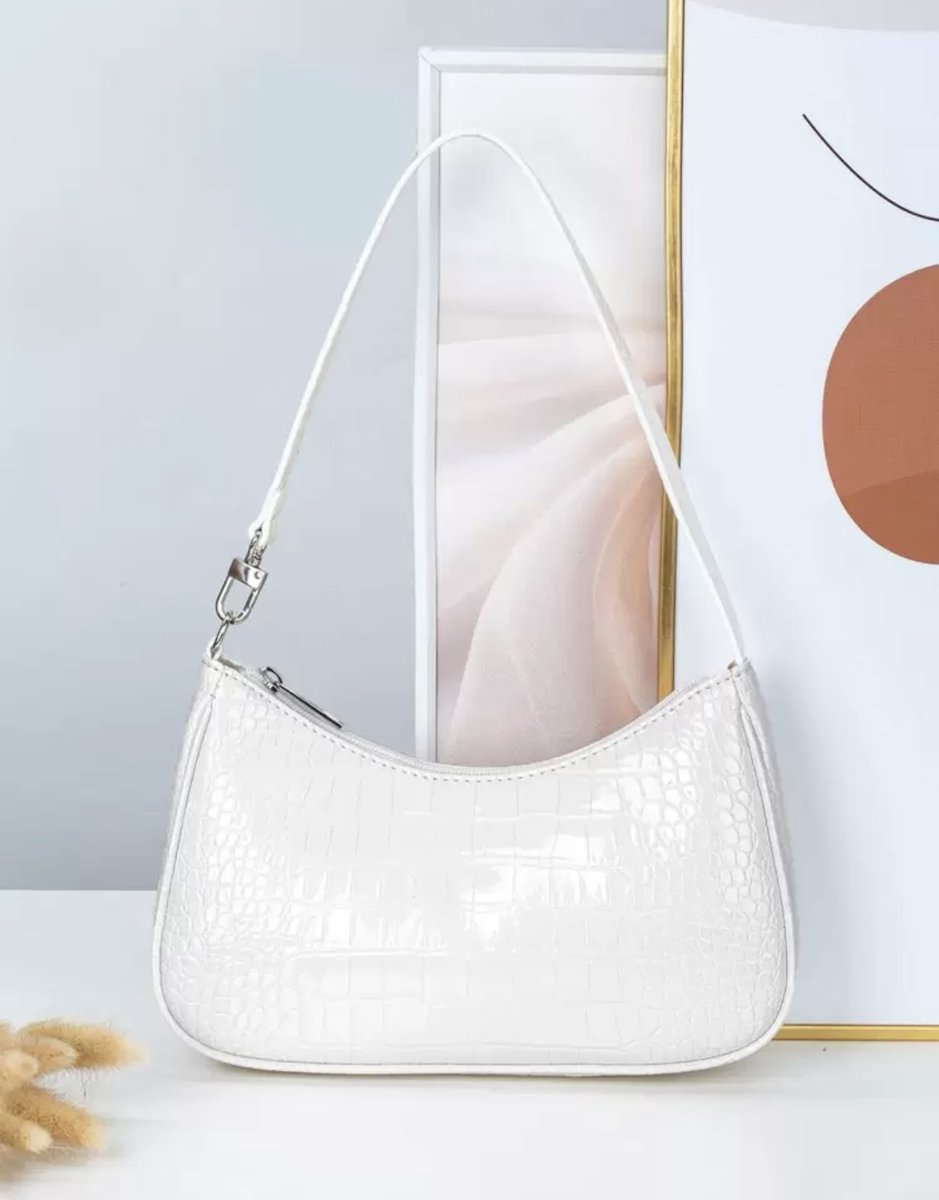 Witte schoudertas - schoudertas - schoudertas lak - lak tas -witte lak tas - handtas - tas - schoudertas dames - schoudertassen - statement tas - shoulderbag - hobo tas - schoudertas