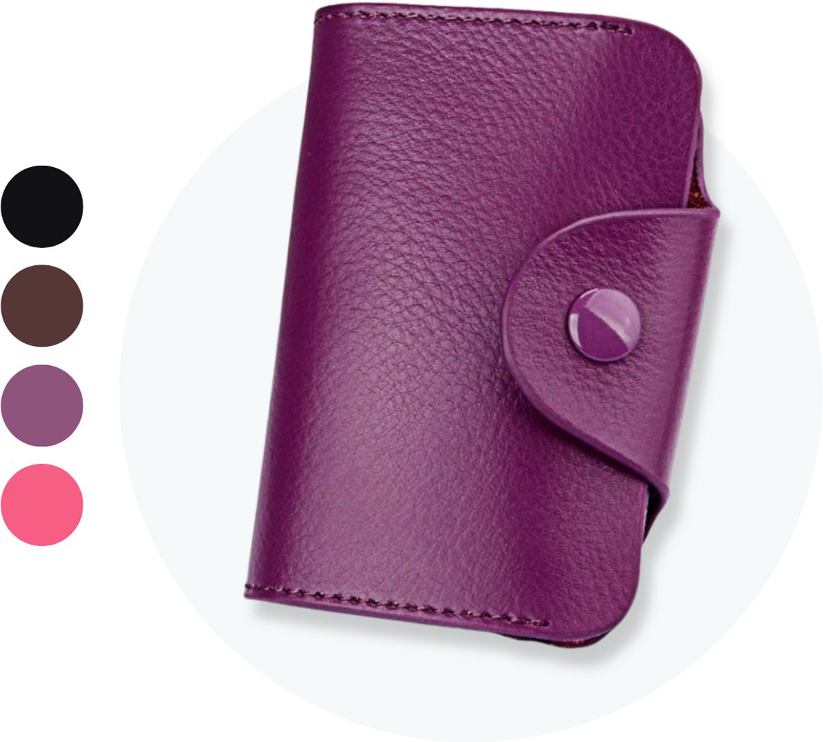 ZILOU® Pasjeshouder - Leer - Mannen en Vrouwen - Kaarthouder - Pashouder - Creditcardhouder - 15 Pasjes - Paars