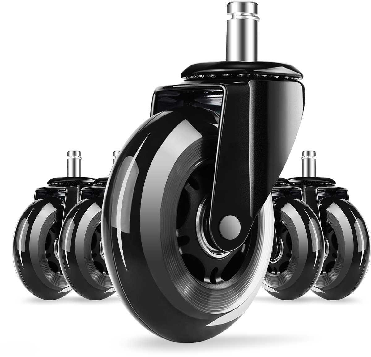 Hiaonyx Zwenkwielen - bureaustoel wielen 11mm - 5 stuks - Superstil - Rubberen materiaal - Geschikt voor alle soorten tapijten of vloeren - Hiaonyx - €25,99