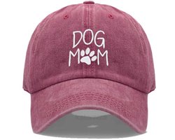 DreamPawz - Dog Mom Pet - Pet voor Hondenliefhebbers - Geborduurd - Verstelbaar - Cadeau - Rood
