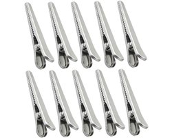 10 stuks - afdichtingsclips - Grote klemkracht sluitclips - Vershoudclips - Tasclips - Alligatorclips - Gemakkelijk te gebruiken - Multifunctioneel - voor keuken en thuis - voor Verpakking Snoep Snack - roestvrijstalen - zilver - 11.5cm