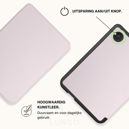 Lunso Geschikt voor Kobo Clara BW / Clara Colour hoes (6 inch) - sleepcover - Lichtroze — afbeelding 2