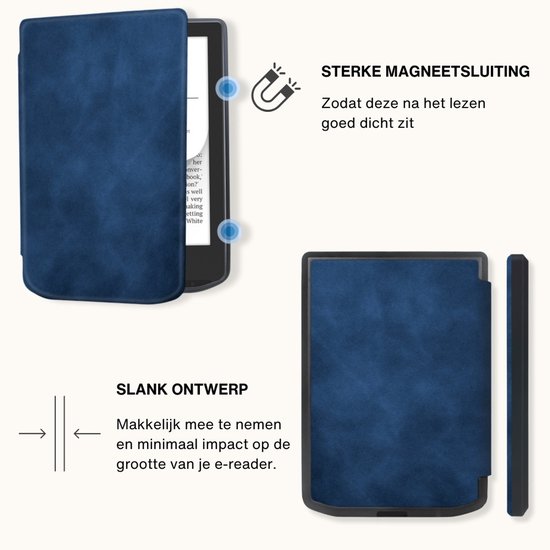 Lunso PocketBook Verse / Verse Pro / Verse Color Slim hard case hoes (6 inch) - sleepcover - Donkerblauw van Lunso — afbeelding 4