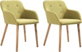 Eetkamerstoelen Stof Groen 2 STUKS met Armleuning / Eetkamer stoelen / Extra stoelen voor huiskamer / Dineerstoelen / Tafelstoelen / Barstoelen