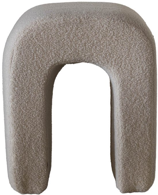 Taupe poef in U-vorm van bouclé stof.