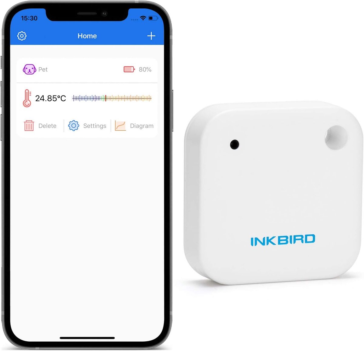 Slimme Bluetooth Thermometer voor Binnen en Buiten, Regenbestendige Temperatuursensor met Gegevensexport en Alarm voor iOS en Android
