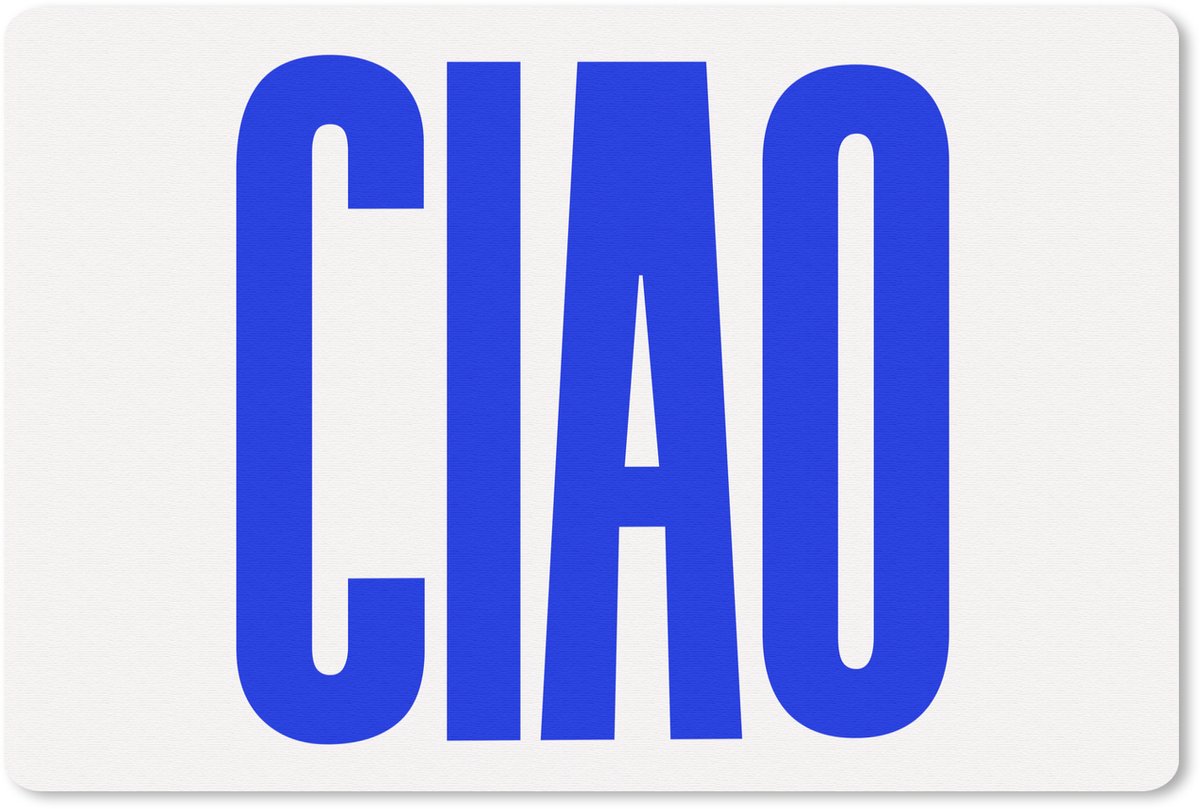 Muismat 27x18 cm - Mousepad Ciao - Hoofdletters - Blauw - Minimalistisch - Muismatten
