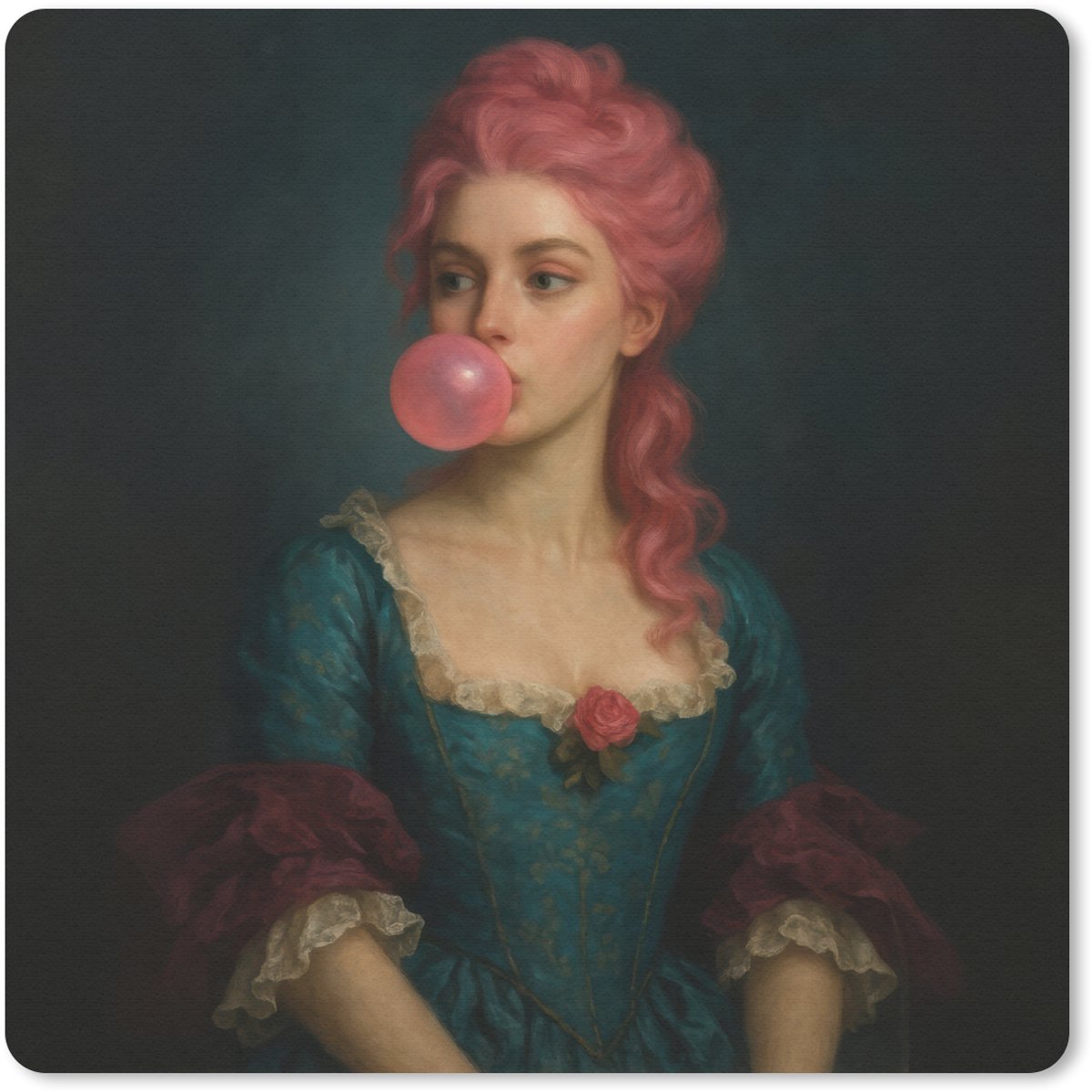 Muismat 30x30 cm - Mousepad Vrouw - Portret - Kauwgombel - Muismatten