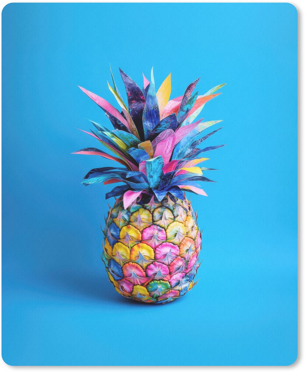 Muismat 19x23 cm - Mousepad Ananas - Blauw - Tropisch - Vrolijk - Muismatten