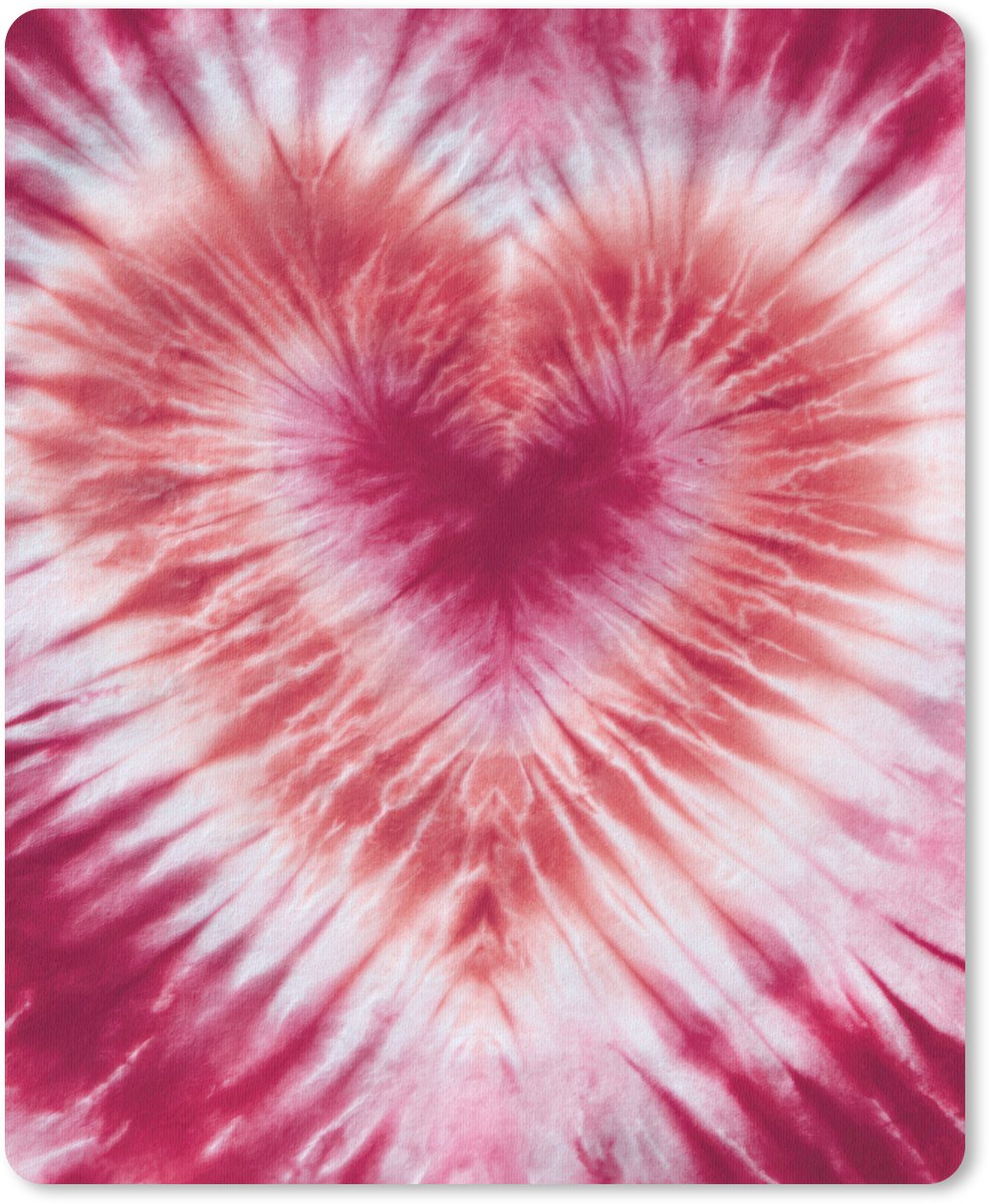 Muismat 19x23 cm - Mousepad Hartvorm - Roze - Tie dye - Muismatten