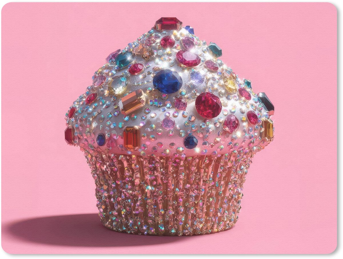 Muismat 23x19 cm - Mousepad Cupcake - Kleurrijk - Edelstenen - Muismatten