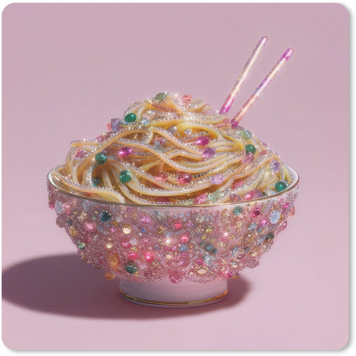 Muismat 30x30 cm - Mousepad Noodles - Edelstenen - Stokjes - Roze - Muismatten