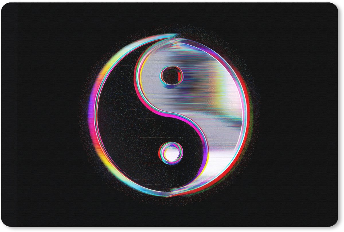 Muismat XXL 120x80 cm - Bureau onderlegger - Bureau mat Yin-Yang - Cirkel - Regenboog - Bureaumat - Gaming mousepad xl - Bureaulegger groot - Computer deskmat