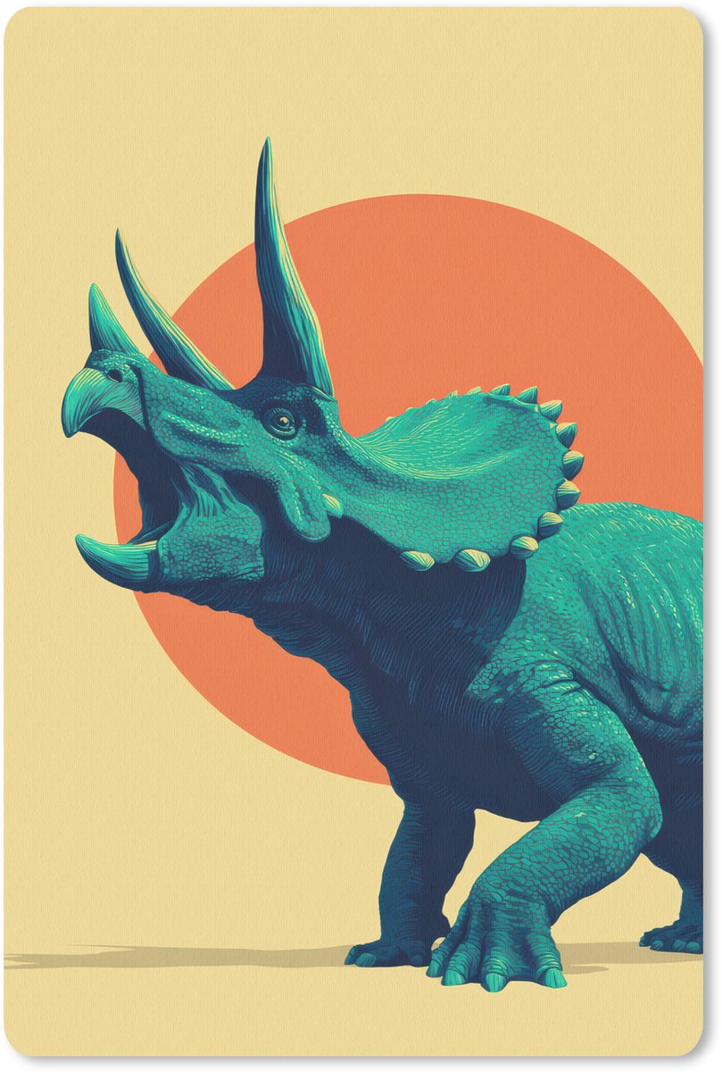 Muismat 18x27 cm - Mousepad Triceratops - Cirkel - Oranje - Hoorns - Muismatten