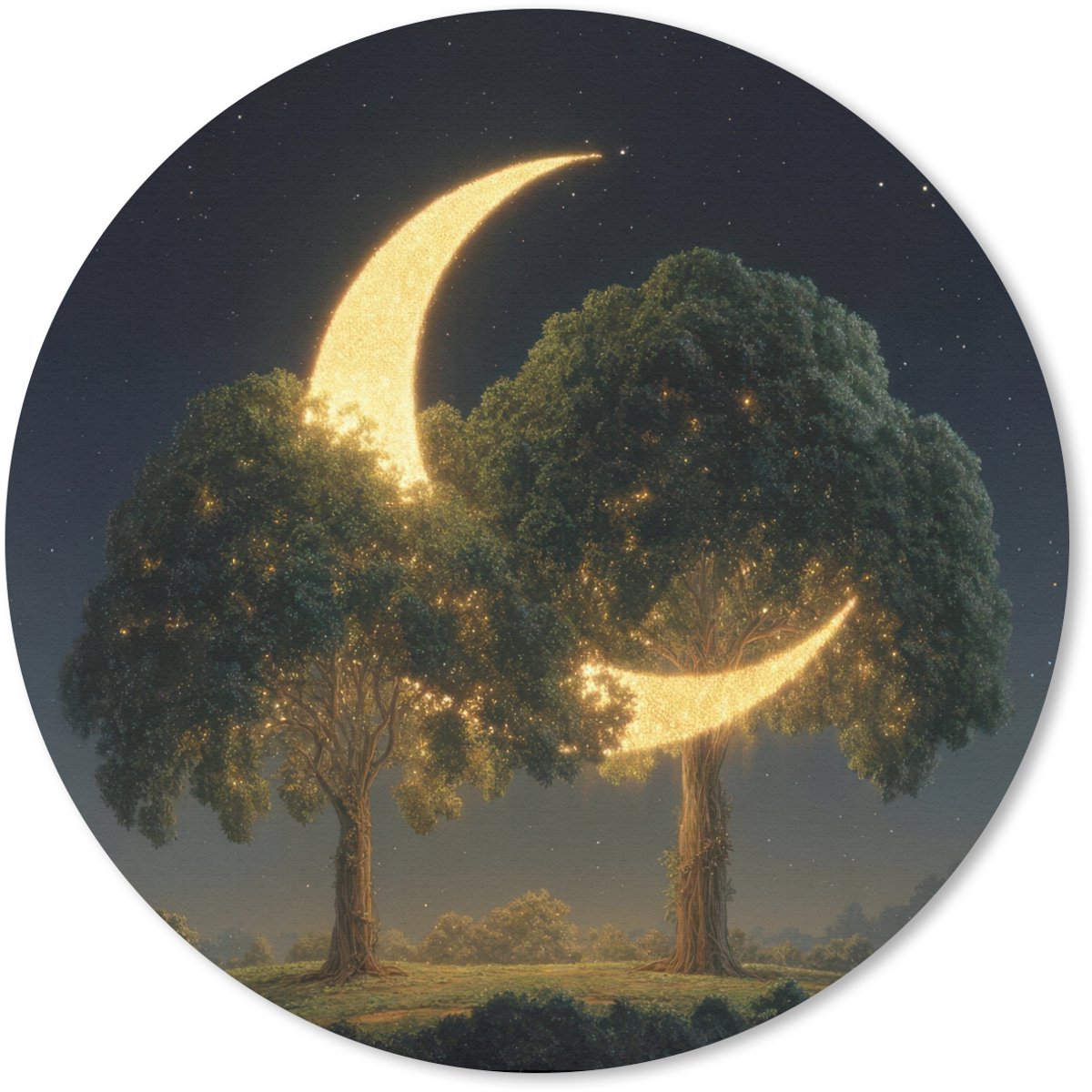 Muismat rond 40x40 cm - Mousepad Maan - Bomen - Rust - Ronde muismatten