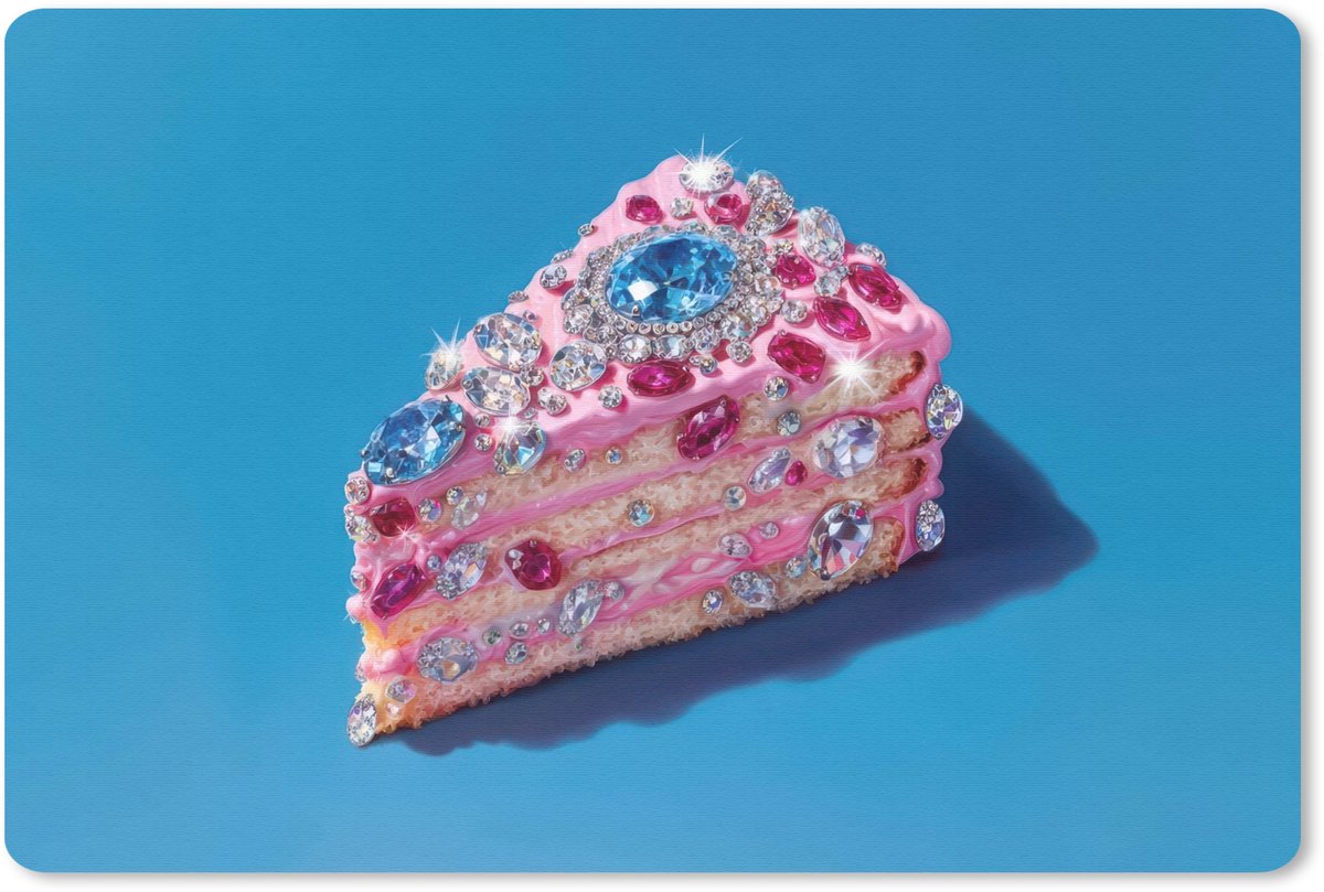Muismat 27x18 cm - Mousepad Taart - Edelstenen - Glitters - Roze - Muismatten