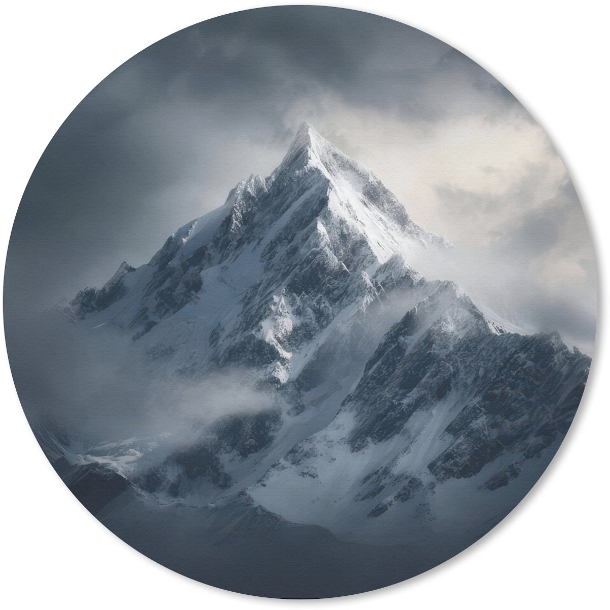 Muismat rond 50x50 cm - Mousepad Sneeuw - Berg - Wolken - Ronde muismatten