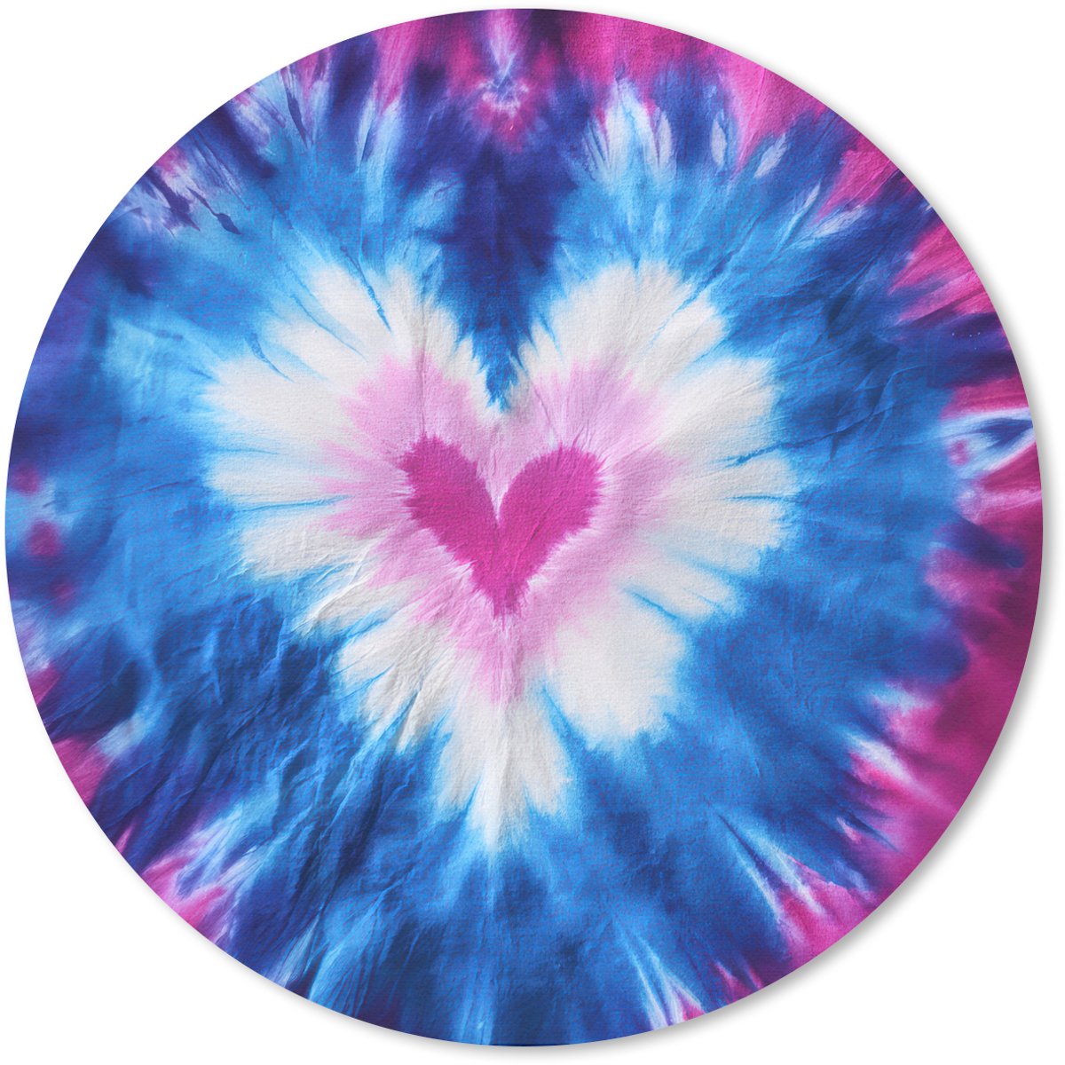 Muismat rond 50x50 cm - Mousepad Hartvormig - Tie dye - Paars - Ronde muismatten