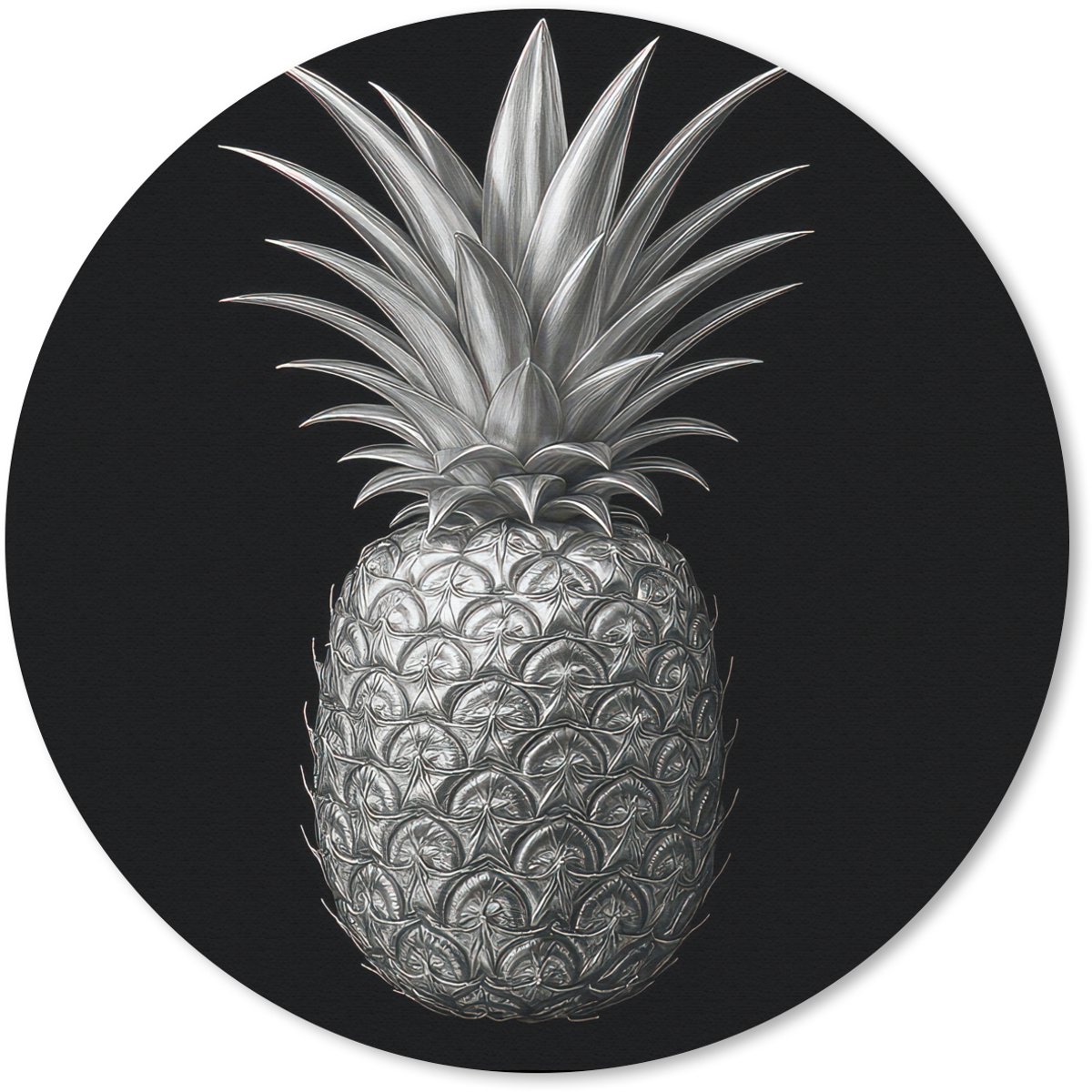Muismat rond 20x20 cm - Mousepad Ananas - Gedetailleerd - Bladeren - Ronde muismatten